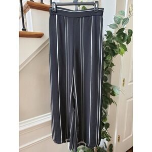 Coco Bianco Womens Black White Striped 100% Polyester Back Zipper Pants Small